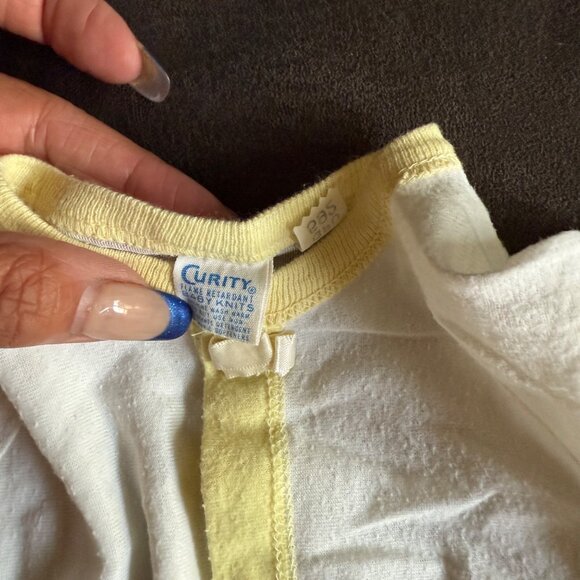 Vintage Infant Yellow & White Curity Snap-Front Baby Gown 22 Inches Long - Picture 4 of 5